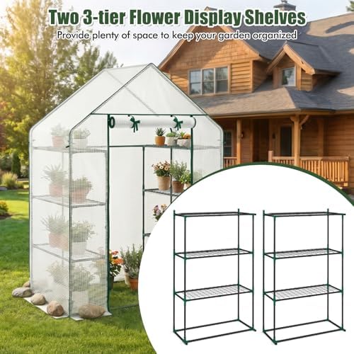 giantex walk-in greenhouse, 4 tier 8 shelves, portable on a desk or shelf