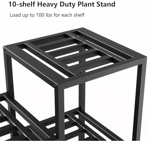 metal heavy duty plant stand indoor outdoor,10 tier showing dimensions