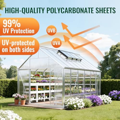 evereco 6 pcs greenhouse panel, 4'ft x 2'ft shown in use