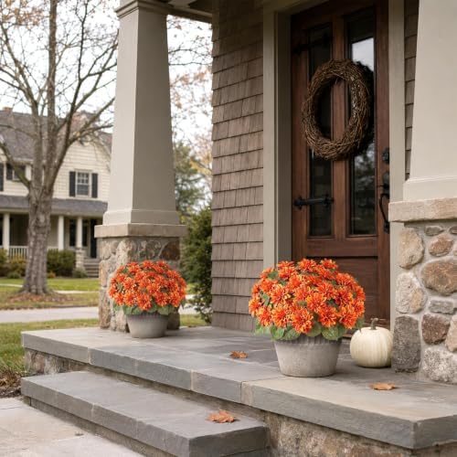 2 set fall artificial dahlia topiary ball trees, view 9