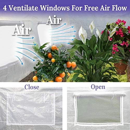 benefitusa greenhouse replacement cover half-transparent greenhouse cover (10'x7'x6'), package contents