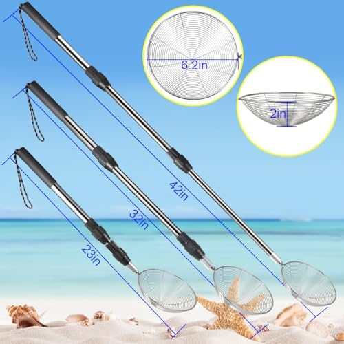 beach sand sifter, 2 beach sifting sand telescoping, close-up detail