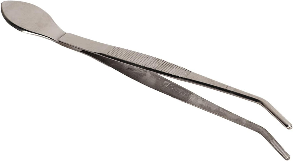 Bonsai Tweezers, Curved Tip Stainless Steel Professional Potted Plant Tweezers with Spatula, for Garden Bonsai Soil Loosening and Changing Pots
