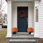 2 set fall artificial dahlia topiary ball trees, front angle view