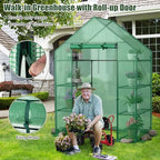 giantex walk-in greenhouse, 4 tier 8 shelves, portable, side view