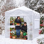 crown shades walk-in 8x6 pop up portable greenhouse,white, side view