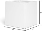 White Outdoor Planter Square Steel Planters Galvanized Steel Planter Box 20 Inch Indoor Metal Large Planters Cube Heavy Duty Modern Commercial Residential for Trees Patio Yard Garden