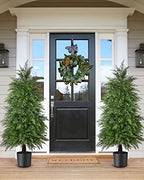 4ft artificial cedar topiary trees, outdoor artificial plants, close-up detail