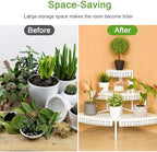 aboxoo 3-tier metal plant stand, stair-step corner shelf, close-up detail