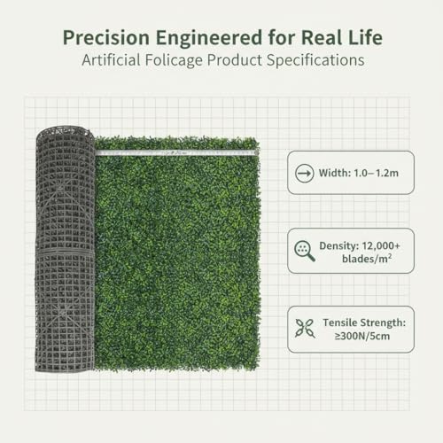 40x120in artificial ivy privacy fence screen boxwood roll, front angle view