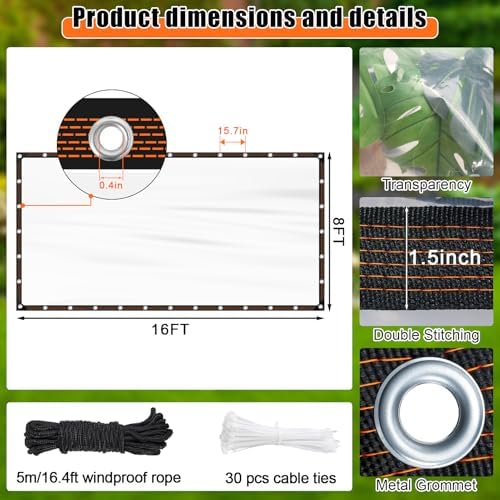 8 x 16 ft heavy duty clear waterproof shown in use