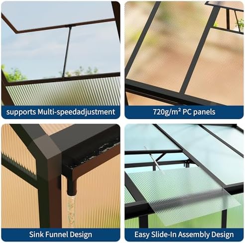 10 ft greenhouse, outdoor greenhouses, polycarbonate panels with, package contents