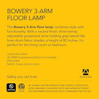 adesso 4250-22 bowery 3-arm arc lamp, 74 in on a desk or shelf