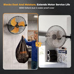 cammoo 18 inch wall mount fan with 600d, close-up detail