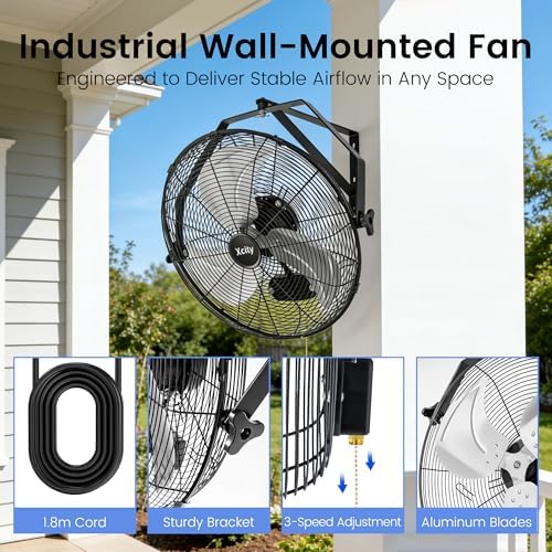 xcity wall mount fan 18", 3-speed, ip44 waterproof on a desk or shelf