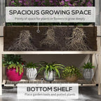 outsunny raised garden bed with cover and storage, side view