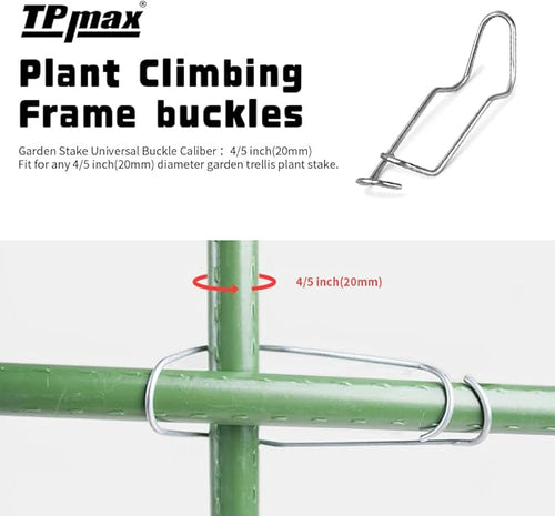 20PCS Galvanized Steel Garden Support Stakes - 4/5 Inch, 20mm, Climbing Vine Trellis Clips for Tomato, Cucumber, Eggplant, Vegetable