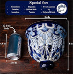 talavera wall planter - handmade mexican hanging pot, close-up detail