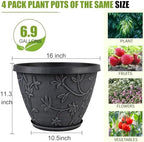 nooulap 4 pack 16 inch large plant pot on a desk or shelf