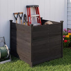 giantex 6 panels wooden privacy fence with stakes, side view