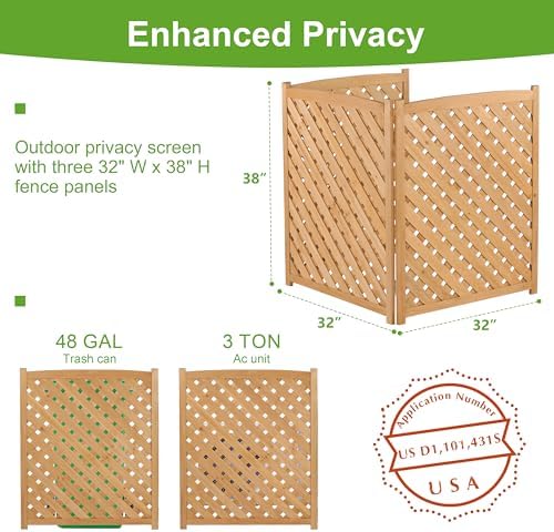 3-panel outdoor air conditioner fence screen, outside wood, package contents