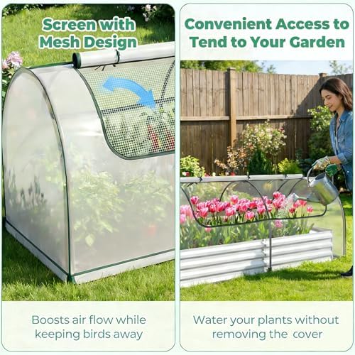 giantexuk raised garden bed with greenhouse, 2 in, close-up detail