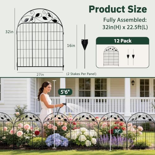 decorative garden fence, 32in h x 12ft l, close-up detail