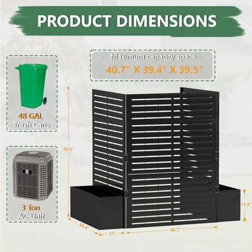 foowin air conditioner fence, 3 panels metal privacy shown in use