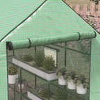 outsunny 4.6' x 4.7' portable greenhouse walk-in water/uv, front angle view