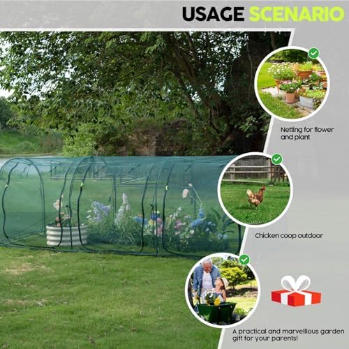 poray large 12.3x4ft tunnel plant netting cover,4.1ft tall on a desk or shelf