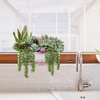 assorted artificial succulents fake plants in rectangular wooden, package contents
