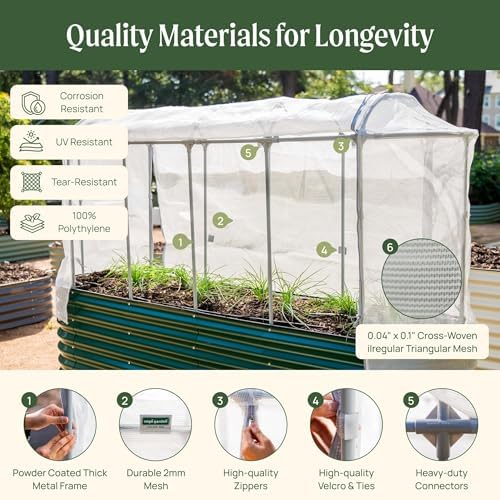 vego garden 2.0' x 5.0' mesh cover system,pest, close-up detail