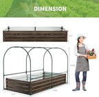 docred galvanized raised garden bed with pvc cover showing dimensions