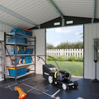 aoxun 10x8ft shed with floor galvanized steel outdoor on a desk or shelf