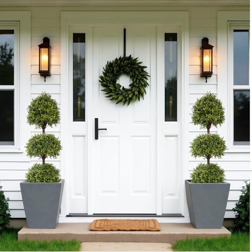 the bloom times 55" tall artificial boxwood triple, side view