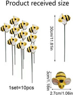 DYJAGYO 10Pcs Bee Garden Stakes Decor, Flower Pot Bed GardenDecorGarden Stakes Decorative, Honey Bee Decor for Yard and Garden, (10Pcs)
