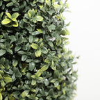 36" artificial boxwood topiary trees with ground spike, close-up detail