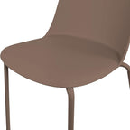 2xhome Set of 4 Modern Stackable Armless Dining Chairs | Plastic Shell Seat with Metal Legs | Indoor or Outdoor Use | Home Kitchen Patio, Brown