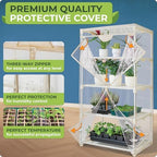 carpathen indoor greenhouse with grow light, 4 tiers showing dimensions