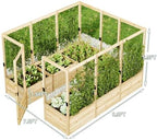 amerlife u-shape raised garden bed,7 grids wooden planter shown in use