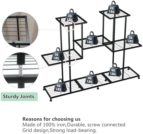 twhep metal plant stand, 5 tiers multifunctional plant, side view