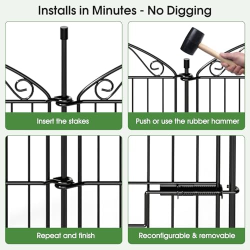 10 panel no dig decorative garden fence with, front angle view