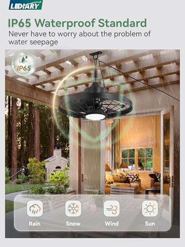 lediary 20" outdoor ip65 waterproof plug in ceiling, side view