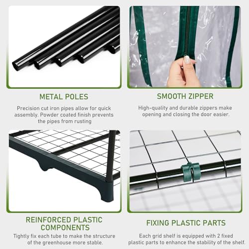 outvita walk-in greenhouse, 3 tiers 4 shelves, durable, side view