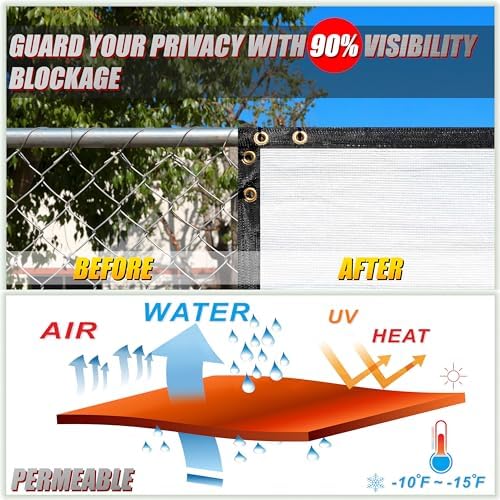 colourtree 5' x 10' white fence screen privacy showing dimensions