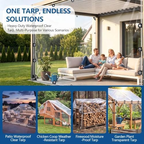 clear tarps with metal grommets, heavy duty waterproof,14, close-up detail
