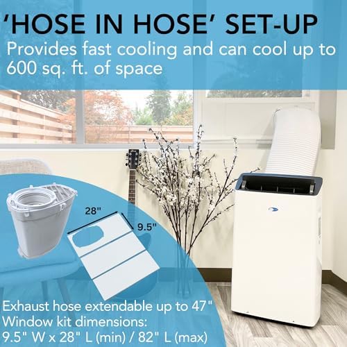 whynter dual hose smart portable air conditioner, 14000, front angle view