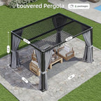aoxun louvered pergola 12' x16' full-aluminum outdoor gazebo, view 9