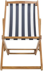 SAFAVIEH Outdoor - Loren Folding Sling Chair Set of 2 - Natural & Navy Stripe - Solid Wood Frame - Portable Bistro Design - Ideal for Patio, Poolside, Backyard, 24" W x 43" D x 25" H (PAT7040A-SET2)