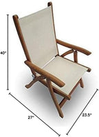 Royal Teak Collection FLBL Florida Teak Sling Chair, Reclining Outdoor Arm Chair, Adjustable Patio Chairs, Wooden Folding Chairs for Garden, Deck and Poolside Seating, Outdoor Furniture, White | Adjustable Reclining Patio Chairs with Black Sling, Teak